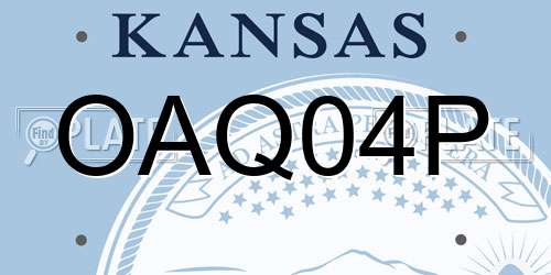 OAQ04P Kansas License Plate
