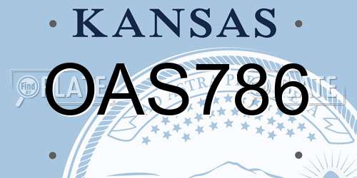 OAS786 Kansas License Plate