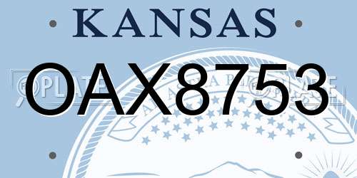 OAX8753 Kansas License Plate
