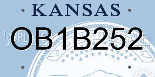 OB1B252 Kansas License Plate