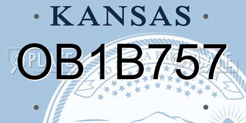 OB1B757 Kansas License Plate