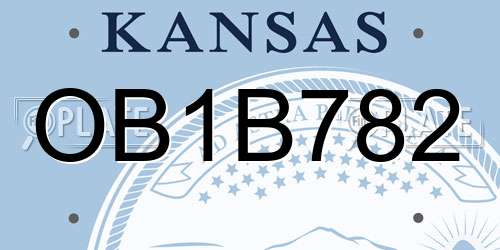OB1B782 Kansas License Plate