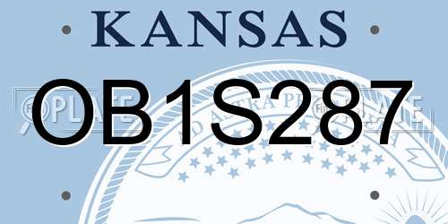 OB1S287 Kansas License Plate