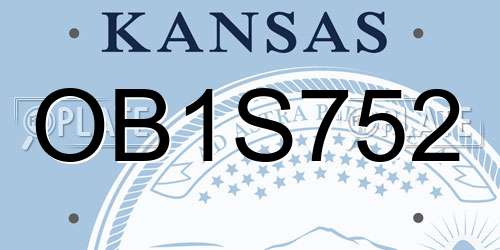 OB1S752 Kansas License Plate