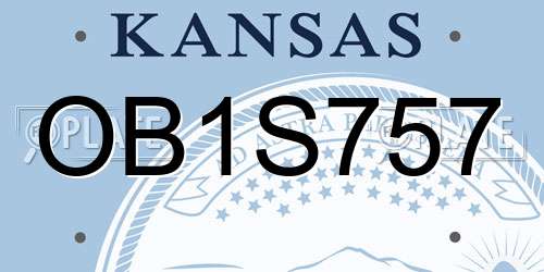 OB1S757 Kansas License Plate