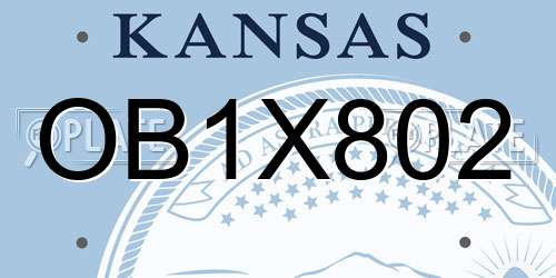 OB1X802 Kansas License Plate