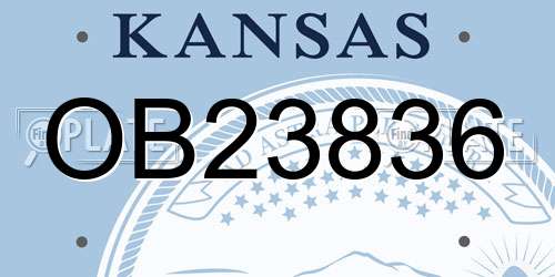 OB23836 Kansas License Plate