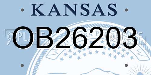 OB26203 Kansas License Plate
