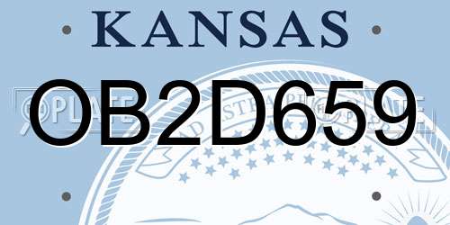 OB2D659 Kansas License Plate