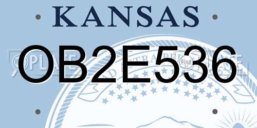 OB2E536 Kansas License Plate