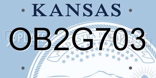 OB2G703 Kansas License Plate