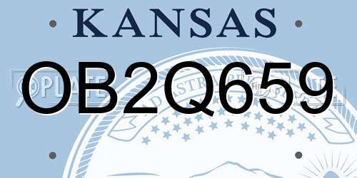 OB2Q659 Kansas License Plate