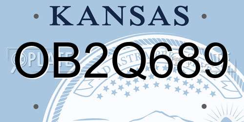 OB2Q689 Kansas License Plate