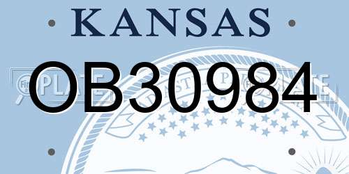 OB30984 Kansas License Plate
