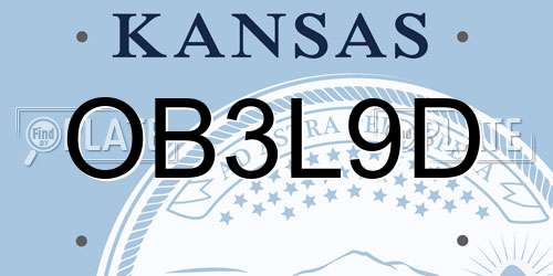 OB3L9D Kansas License Plate