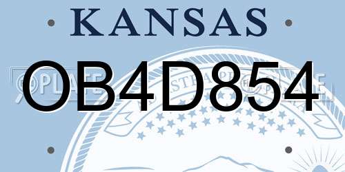OB4D854 Kansas License Plate