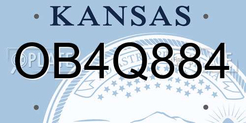 OB4Q884 Kansas License Plate