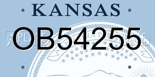 OB54255 Kansas License Plate