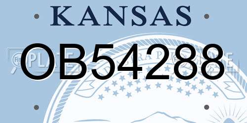 OB54288 Kansas License Plate