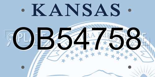 OB54758 Kansas License Plate