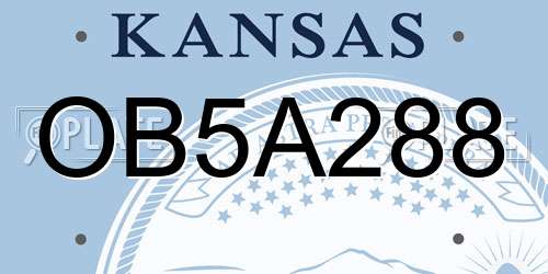 OB5A288 Kansas License Plate