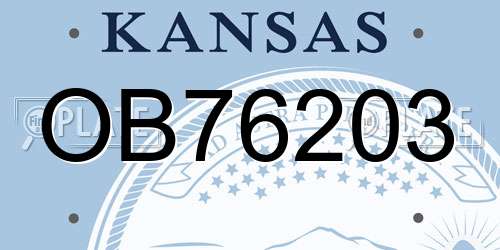 OB76203 Kansas License Plate