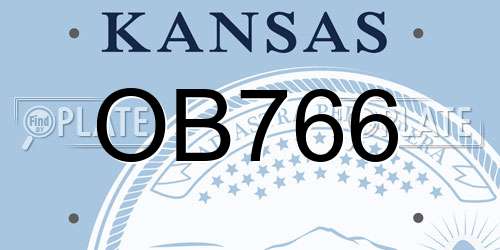 OB766 Kansas License Plate