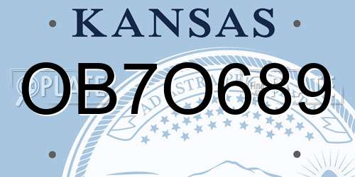OB7O689 Kansas License Plate