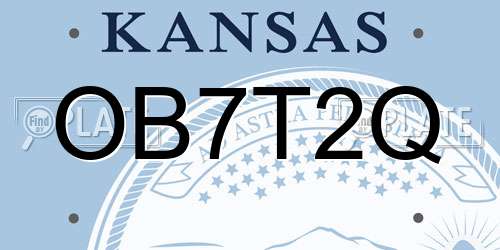 OB7T2Q Kansas License Plate