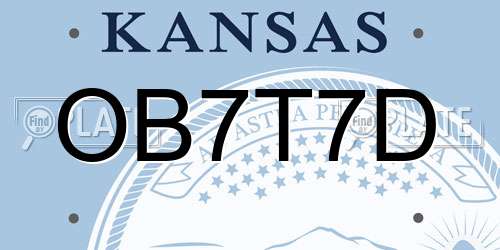 OB7T7D Kansas License Plate