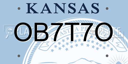 OB7T7O Kansas License Plate