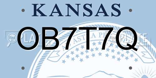 OB7T7Q Kansas License Plate