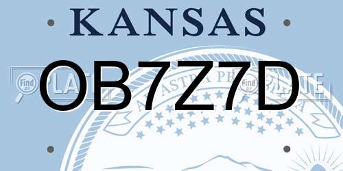 OB7Z7D Kansas License Plate