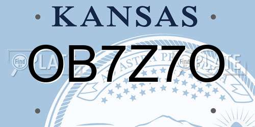 OB7Z7O Kansas License Plate