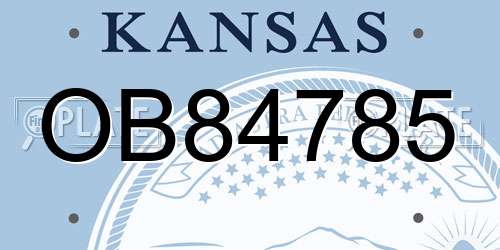 OB84785 Kansas License Plate