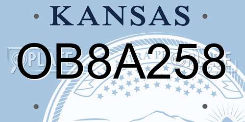OB8A258 Kansas License Plate