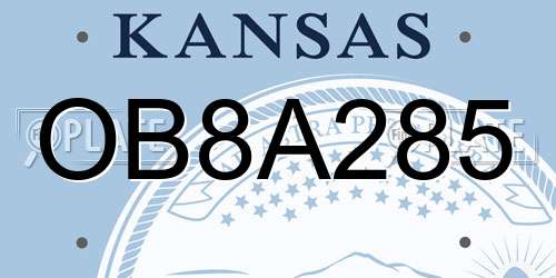 OB8A285 Kansas License Plate