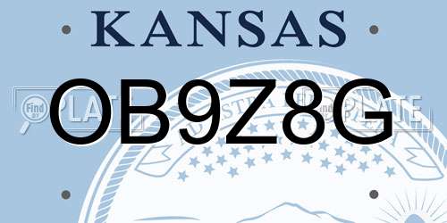 OB9Z8G Kansas License Plate