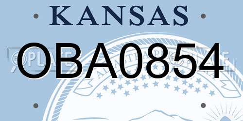 OBA0854 Kansas License Plate