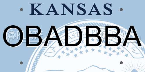 OBADBBA Kansas License Plate
