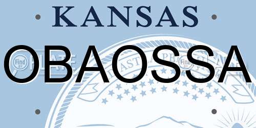 OBAOSSA Kansas License Plate