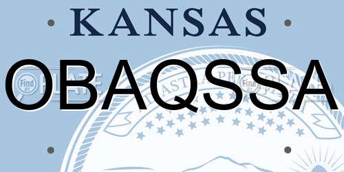 OBAQSSA Kansas License Plate
