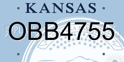 OBB4755 Kansas License Plate