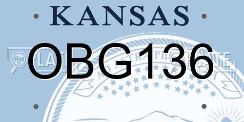OBG136 Kansas License Plate
