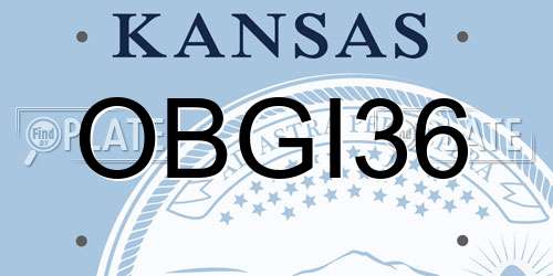 OBGI36 Kansas License Plate