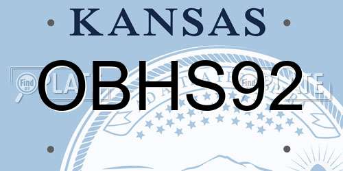 OBHS92 Kansas License Plate