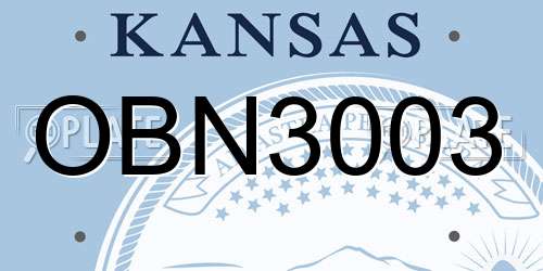 OBN3003 Kansas License Plate