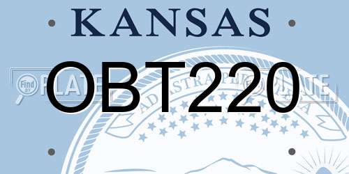 OBT220 Kansas License Plate