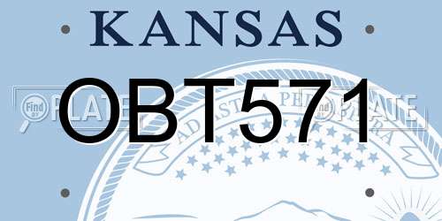 OBT571 Kansas License Plate