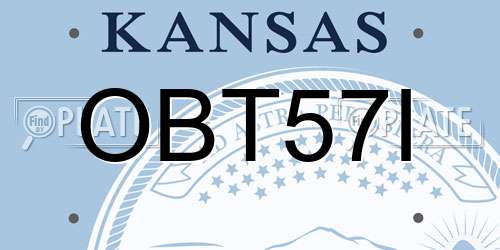 OBT57I Kansas License Plate